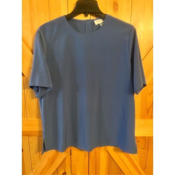 Draper’s and Damon’s blue short sleeve shirt blouse, size Large (4133) - Picture 1 of 3